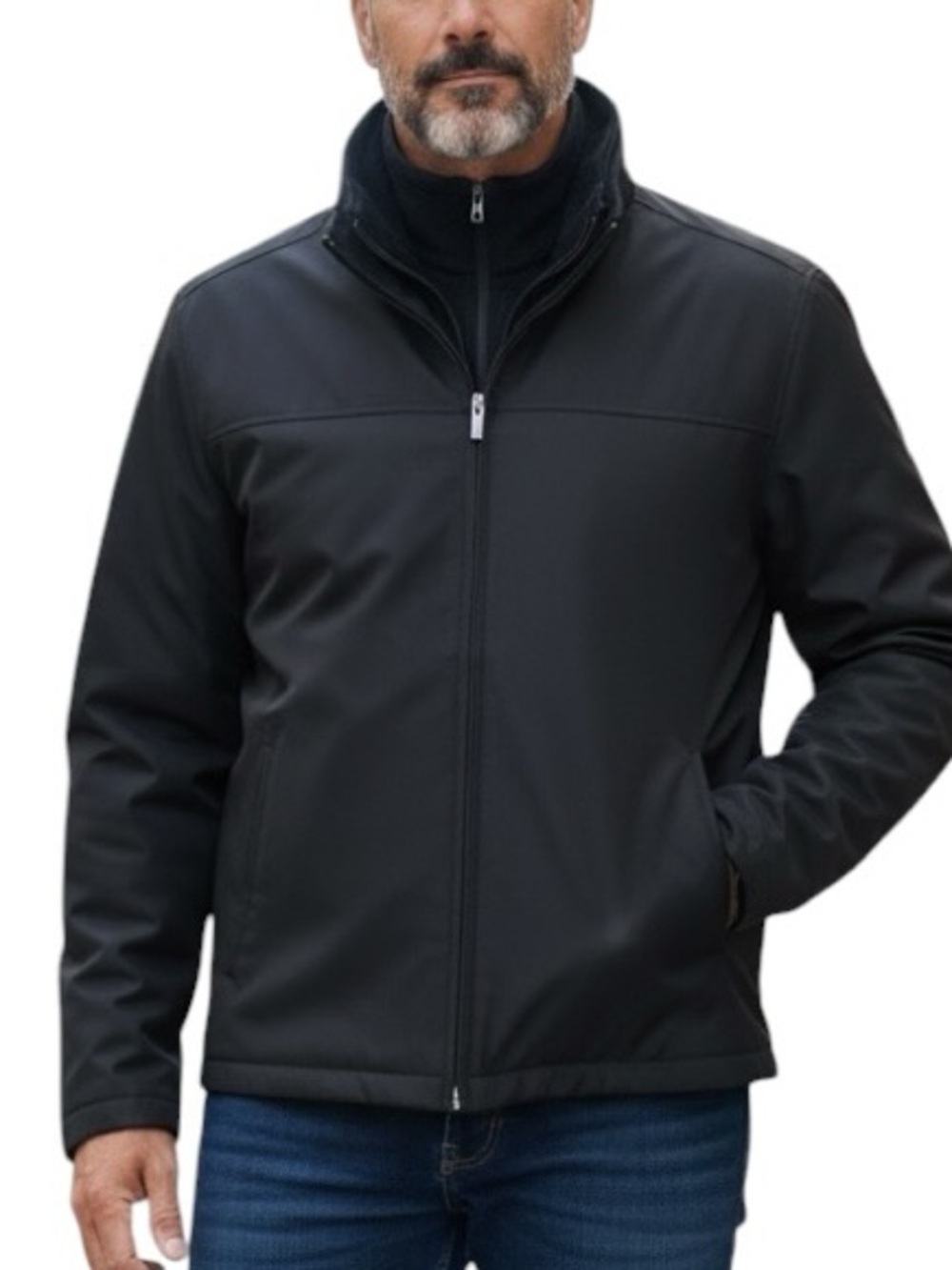 Chaps Men's Black Zip-Front Lightweight Jacket Quilted Lining Waterproof Size XL